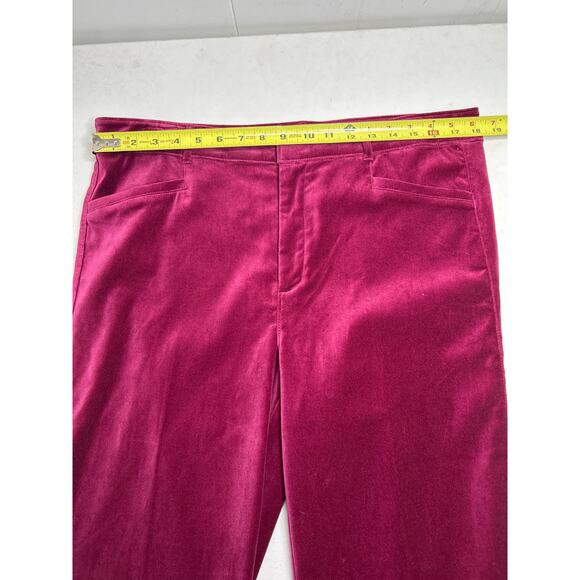Paige Women's Leenah Velvet Flat Front Flared Trousers in Berry Jam. Size 33 - Picture 7 of 8